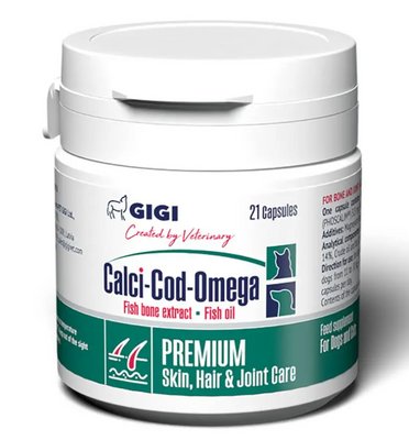 Вітаміни GIGI Кальцій-Код-Омега для відновлення хрящів у котів та собак №21 (1 капсула на 10 кг) 43035 фото