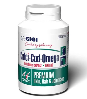 Вітаміни GIGI Кальцій-Код-Омега для відновлення кісток і хрящів собак і кішок №90 (1 капсула на 10 кг) 43034 фото